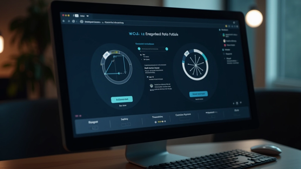 Computer monitor displaying contrast ratio checker tool for WCAG accessibility compliance in dark mode