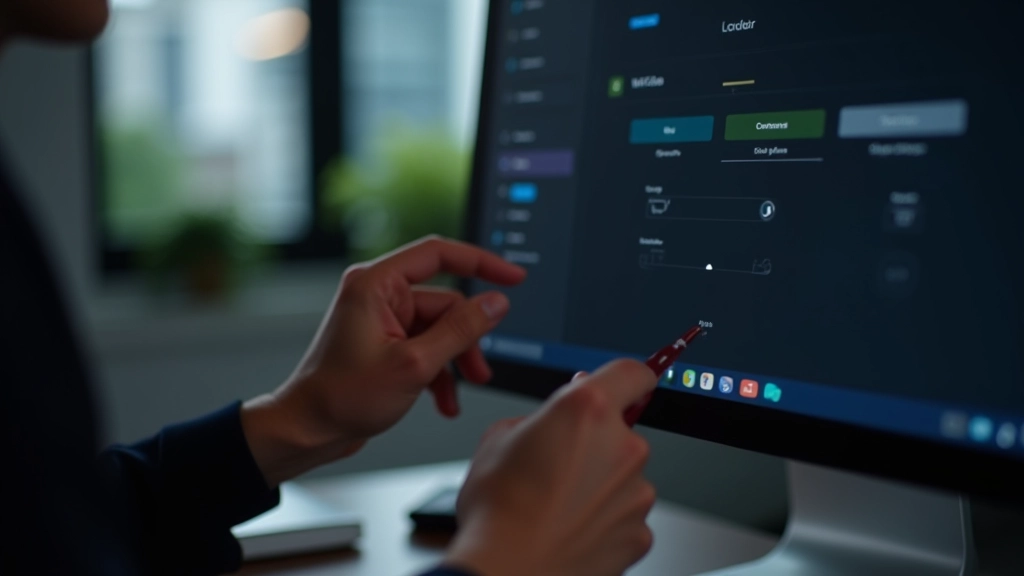 Close-up of designer adjusting contrast settings in dark mode color editor