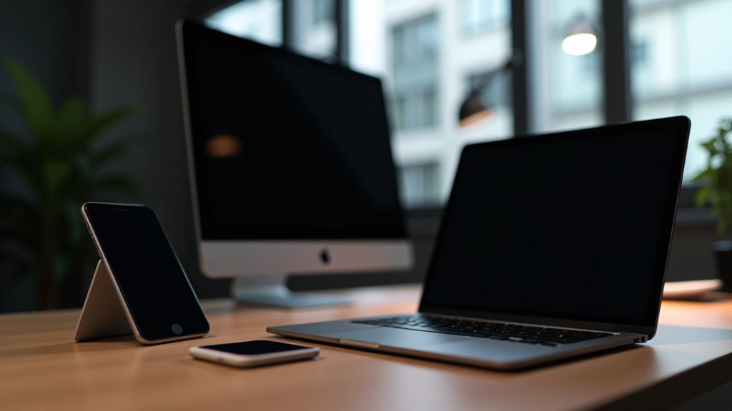Multiple devices showing the same dark mode interface being tested in different lighting conditions and environments