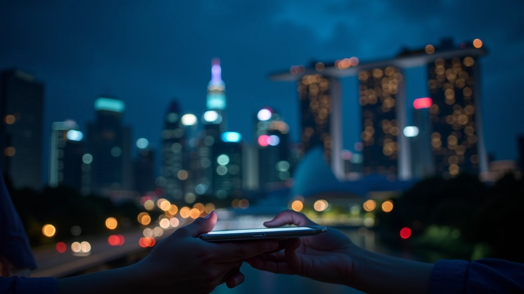 Singapore skyline at night showing tropical urban setting where evening browsing occurs