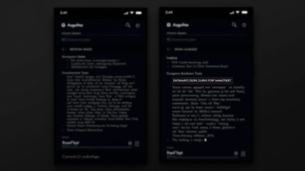 Side-by-side comparison of poorly contrasted and properly contrasted dark mode interfaces showing text readability differences