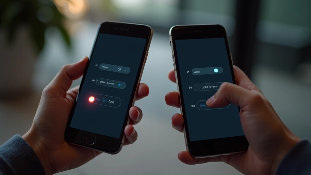 Mobile phone and tablet displaying toggle switches between light and dark themes side by side